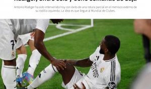 开云体育官网app-阿斯：皇马计划让吕迪格及时复出踢世俱杯，从现在起他缺阵6-8周